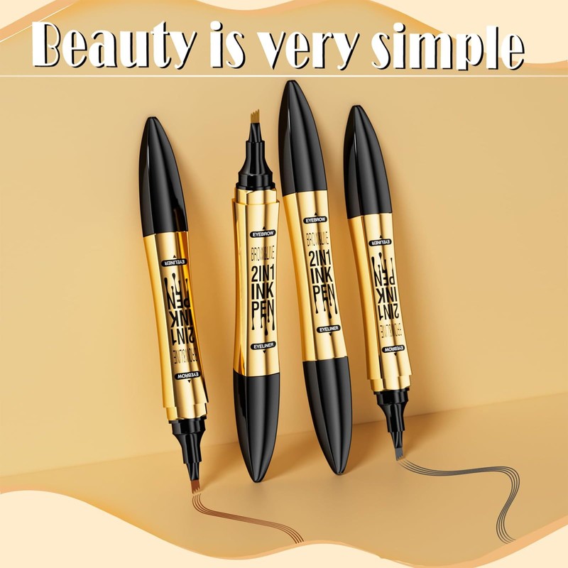 Qaestuan Eyebrow Pencil, Waterproof Microblading Eyebrow Pencil, 2-in-1 Dual-Ended Eyebrow