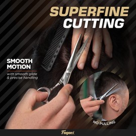 Professional Hair Scissors 7 Inch with Extremely Sharp Blades, 440C Steel Hair Cutting Scissors, Durable, Smooth Motion & Fine Cut, Barber Scissors with Elegant Sheath, Cleaning Leather & Key