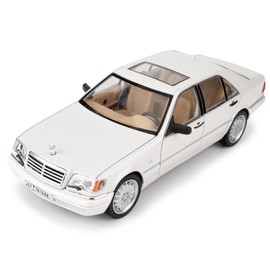 BDTCTK Compatible for 1:24 Benz W140 S320 Model Car, Diecast Collectible Pull Back Toy Car, Retro Classic Car with Sound and Light for Adults Kids Boys Girls, Gift White