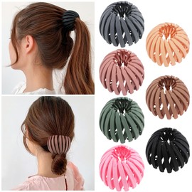 TOBATOBA Birds Nest Hair Clip, 7Pcs Lazy Bird's Nest Plate Hairpin, Bun Maker Clips, Expandable Ponytail Holder Hair Pin, Matte Bird Nest Shaped Hair Clips, Fashion Hair Accessories for Women Girls