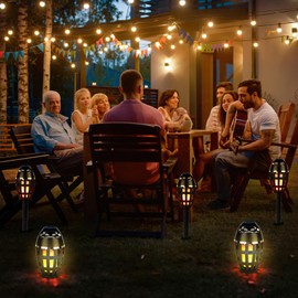 ALLOMN LED Bluetooth Flame Speakers, Outdoor LED Flame Effect Bluetooth Speaker Wireless Portable Waterproof LED Flame Speaker with Stake/Hook for Camping Patio Garden Yard BBQ Party