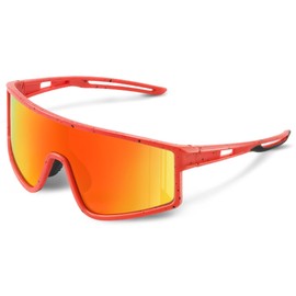 Kegrimi Sports Baseball Cycling Sunglasses for Men: Polarized Sunglasses for Women Youth UV400 Protection Running(Redred,150mm)