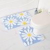 QJHOMO Toilet Rugs U Shaped, Blue Toilet Mat Cute Daisy