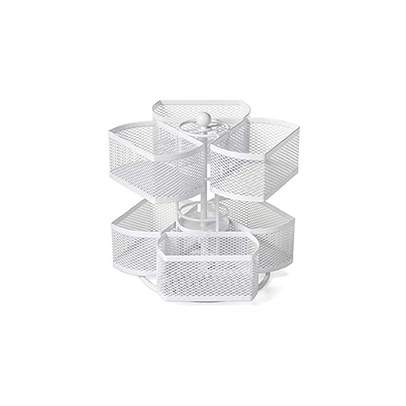 Nifty 2-Tier Cosmetic Organizing Carousel - White Powder Coat Finish,