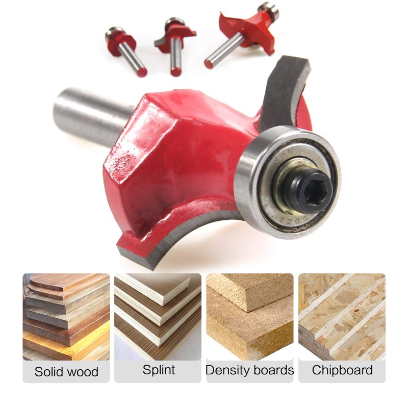 ROOCBIT Roundover Edging Router Bit Set Woodworking Milling Cutter Tools