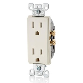 Leviton T5325-TMP 15 Amp 125V Tamper Resistant Decora Duplex Receptacle (10 Pack), Light Almond