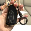 ZephyrCraft Car Key Case Black with Anti-Lost Key Fob, Suitable