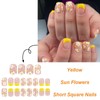 Square Press on Nails Short Fake Nails with Flower Designs