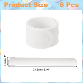uxcell 6Pcs Silicone Snap Bracelets, 8.46" x 1" Slap Bracelets Bulk Wristbands for DIY Goodie Bag Fillers Crafts Classroom Incentives(White)