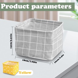 FuninCrea 2 Pieces Fabric Storage Baskets with Handles, 18*16*14cm Small Storage Box Foldable Desktop Clutter Organisation Storage Cubes for Cosmetics, Bathroom Products, Sundries