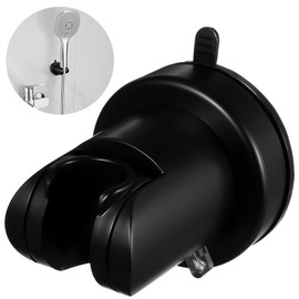 Suction Cup Shower Head Holder, Adjustable Relocatable Shower Handle Wand Hose Holder Wall Mount Bathroom Accessories for Installation On Smooth Surfaces(Black)