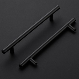 Ravinte 15 Pack Kitchen Cupboard Handles Black Cupboard Handles 160mm Hole Center T Bar Kitchen Handles Pulls for Cabinets and Drawers