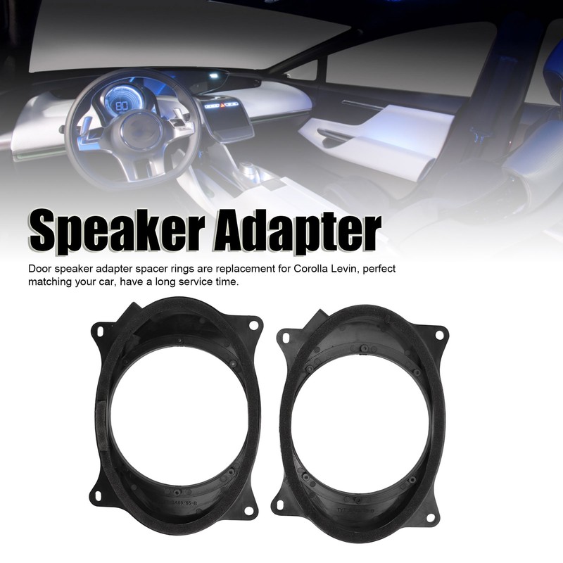 2pcs 6.5inch Black Door Speaker Adapter Spacer Rings with 2