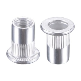 TA-VIGOR 25Pcs M6 Rivet Nuts, Aluminium Alloy Knurled Flat Head Threaded Insert Nut Silver for Automotive Furniture
