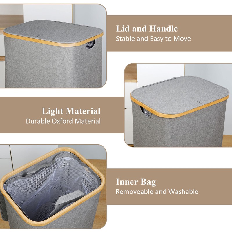 iEGrow Laundry Hamper with Lid, 110L Large Laundry Hamper with