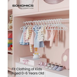 SONGMICS Baby Hangers 100 Pack, Plastic Kids Hangers for Closet, 11 x 6.1 Inches, for Children Aged 0-6 Years, Space-Saving, Non-Slip, Cloud White UCRP180W01