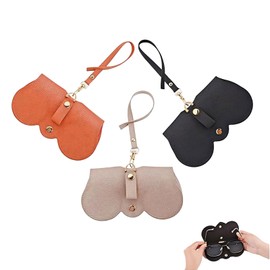 3 PCS Sunglasses Case, Soft Leather Sunglasses Bag Flat Slim Portable Eyeglass Cases, Anti-Scratch Soft PU Leather Travel Glasses Case, Slim Portable Eyeglass Case Sunglasses Pouch with Lanyard