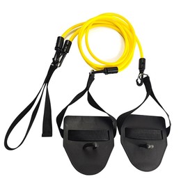 Laroal Land Swimming Trainer With Hand Paddles Resistance Rope Pull Band Fitness Detachable Elastic Band For Improving Arm Strength（Yellow 20lbs）