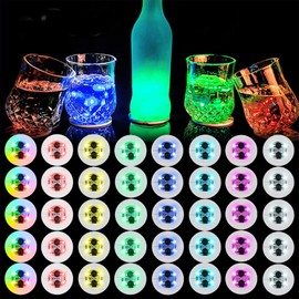 LED Coaster, 40 Pack Light Up Coasters for Drinks,8 Colors Led Bottle Light Sticker Coaster Lights,LED Bottle Lights for Liquor Bottles,Club,Party,Wedding,Bar Decor(8 Colors)