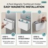 QHLMZR 4Pcs-Magnetic Toothbrush Holder,Cruise Bathroom Organizer – Foldable, Wall Mounted,