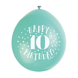 Happy 10th Birthday Assorted Colors Latex Balloons (22cm) Pack of 10 - Festive & Fun Party Decorations, Purple