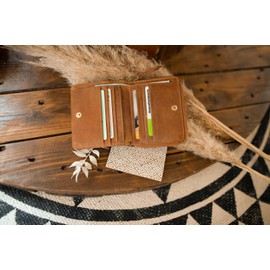 Gusti Monika Leather Wallet Card Holder Card Holder Small Women's Leather, brown, Retro