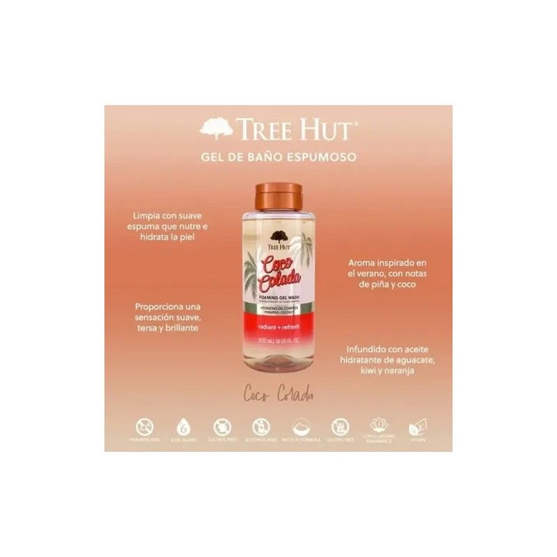 3 Pack Tree Hut Coco Colada Gel De Baño, Exfoliante