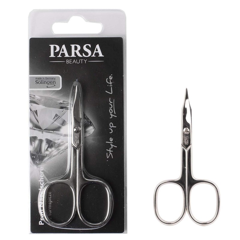 Precise, fine professional nail scissors with tower tip, manicure tip,