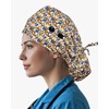 ORKSEA Satin Lined Scrub Caps with Buttons Sweathand Nurse Surgical