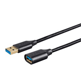 Monoprice USB 3.0 Premium Extension Cable - Type-A Male to Type-A Female, Braided Nylon Jacket, 6 Feet, Black