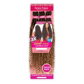 Janet Collection Crochet Braids Nala Tress 3X Boho Chic Maverick Locs 20" (BURG)