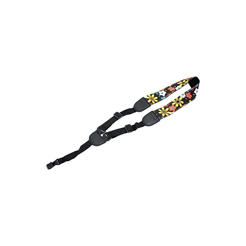 ROCK YOU S-012 Flower Black ウクレレストラップ 花柄/黒