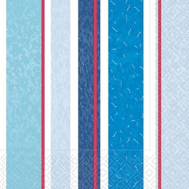 IHR Ideal Home Range Cocktail Napkins Disposable 3-Ply Paper Party Napkin Pack, 5" x 5", Marina Stripes, 20-Count