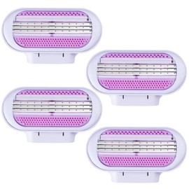 GJKLO 4 Stück Rasierklingen für Rasierer Damen, Ersatzklingen Damenrasierer mit 3-fach Klinge, für eine länger anhaltende, glatte Rasur（Rosa）