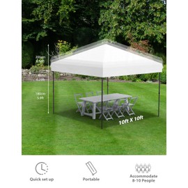 GAOMON 10' x 10' Pop Up Canopy Tent, Outdoor Pop Up Commercial Canopy with 3 Removable Sidewalls, Heavy Duty Commercial Instant Tent for Farmer Market, Craft Fair, Event, Vendor, White