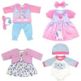 Doll Clothes for 36-43 cm Baby Dolls, 4 Packs (No Doll)