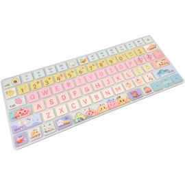 WSLUCKO Keyboard Cover Skin for Apple Magic Keyboard & Magic Keyboard 2 (MLA22LL/ A A1644), Silicone Skin Protector with Big Letter Design,US Layout,Cute Fruits