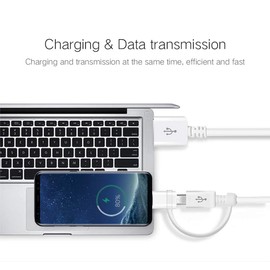 Full 5A USB Data Cable Works for Xiaomi pad 5 with MicroUSB and USB Type-C Adapter for True Dual Fast Quick Charge Speeds! (White)