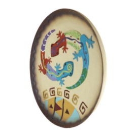 Southwestern Boho Chic Gecko Lizards With Mayan Vector Large Wall Plate Decor