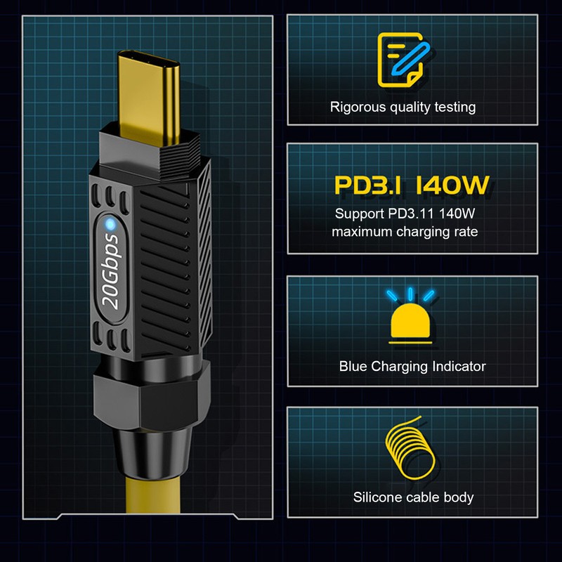 Type C Extension Cable Support PD3.1 140W Fast Charging 20Gbps