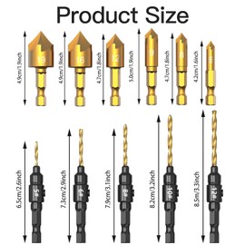 Leogony 12PCS Countersink Drill Bit Set, Quick Counter Sink Drill Bits for Wood with Wrench