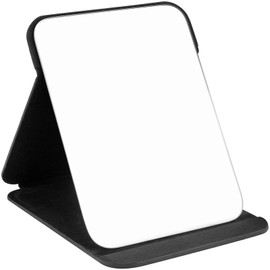 WISYOK Reisespiegel Klappbar, Tischspiegel mit Mehrfach-Standwinkel, Klappspiegel mit Schwarz PU-Leder, Super HD Schminkspiegel, Handspiegel, Kompaktspiegel, Kosmetikspiegel, Spiegel - 25x18cm