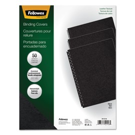 Fellowes 52146 Binding Covers, 11-1/4 x 8-3/4, Leather-Like Black Vinyl, 50/Pack