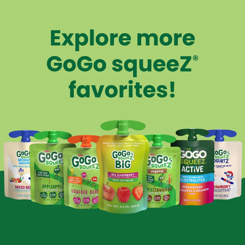 GoGo squeeZ Applesauce and Fruit Puree, Apple Apple, 3.2 oz