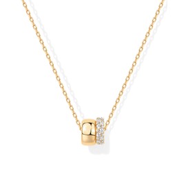 PAVOI 14K Yellow Gold Plated CZ Rondelle Pendant Necklace for Women | Two-Toned Dainty Necklaces | Cubic Zirconia Rondelle Pendant