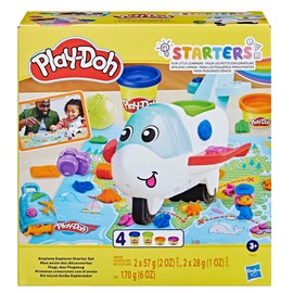 Hasbro Play-Doh Flugi, das Flugzeug Starter-Set, Bastel-Set mit 2 x 57g Dosen und 2 x 28 g Dosen Plus Spielzeug und Bastelzubehör und Formen, kreatives für Kinder ab 2 Jahren