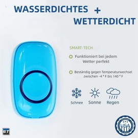 Wireless Doorbell, 300 m Range, Waterproof Front Door Bell Kit with Plug-In Receiver and Transmitter, 52 Melodies Doorbell with LED Flash (Grey)