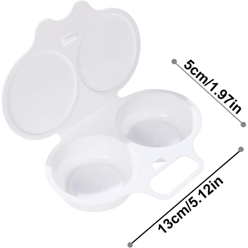 White Egg Poacher, Microwave Egg Boiler Poacher, 2 Cavity Nonstick