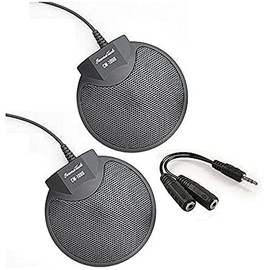 Sound Tech CM-1000X2-Y88 (Pack of 2) Table Top Conference Meeting Microphone with Omni-Directional Stereo 3.5mm Plug & Audio Spliter