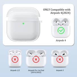 Wanme Clear Cover for AirPods 4 Case, Soft TPU Shock Resistant, Full Protective Case Cover Compatible with AirPods 4th Generation 2024